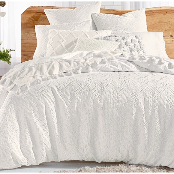 Lucky Brand Home White Duvet Set 2 Shams Taos Mateless King Country Cottage - Picture 9 of 9